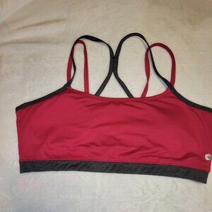 Soybu Activewear Strappy Sports Bra Pink & Charcoal Gray XL